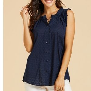 Suzanne Betro weekend sleeveless navy top. Size small. Perfect condition.